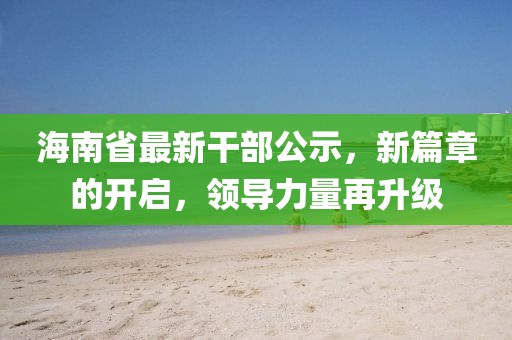 海南省最新干部公示，新篇章的开启，领导力量再升级