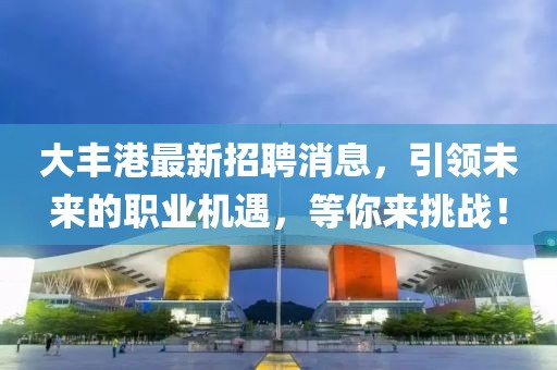 大丰港最新招聘消息，引领未来的职业机遇，等你来挑战！
