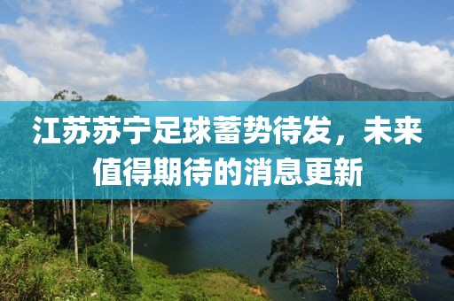 江苏苏宁足球蓄势待发，未来值得期待的消息更新