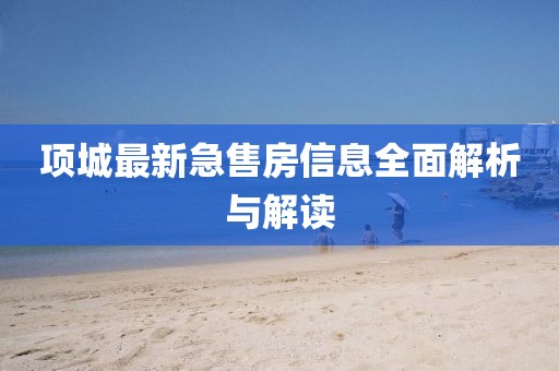 项城最新急售房信息全面解析与解读