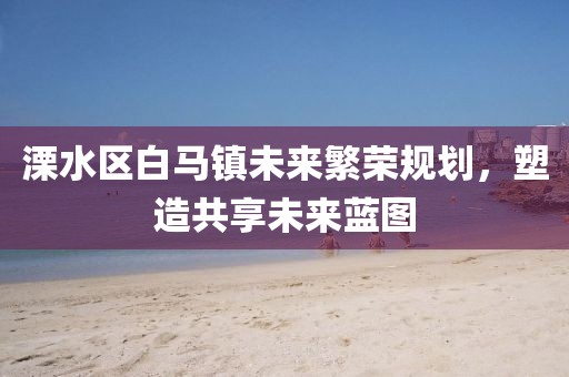 溧水区白马镇未来繁荣规划，塑造共享未来蓝图