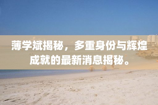 薄学斌揭秘，多重身份与辉煌成就的最新消息揭秘。