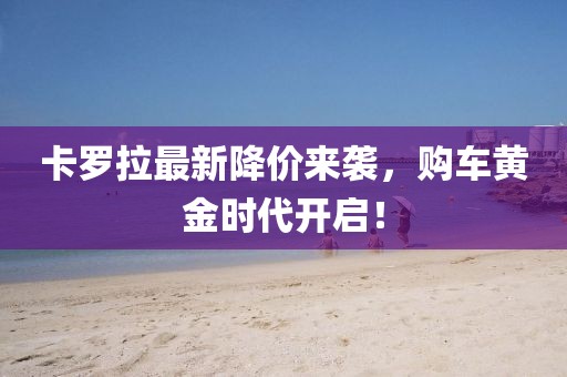 卡罗拉最新降价来袭，购车黄金时代开启！