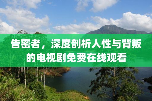 告密者，深度剖析人性与背叛的电视剧免费在线观看