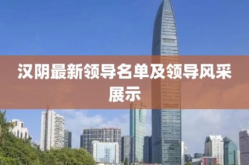 汉阴最新领导名单及领导风采展示