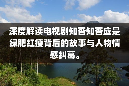 深度解读电视剧知否知否应是绿肥红瘦背后的故事与人物情感纠葛。