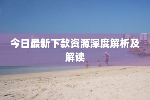 今日最新下款资源深度解析及解读