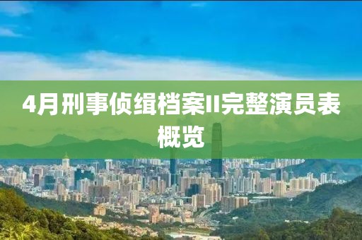 4月刑事侦缉档案II完整演员表概览