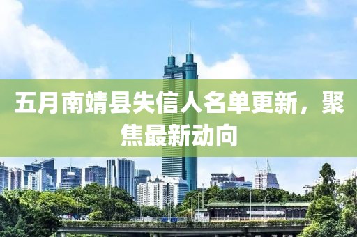 五月南靖县失信人名单更新，聚焦最新动向