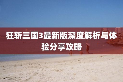 狂斩三国3最新版深度解析与体验分享攻略