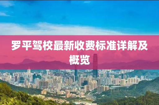 罗平驾校最新收费标准详解及概览