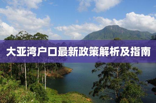 大亚湾户口最新政策解析及指南