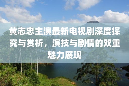 黄志忠主演最新电视剧深度探究与赏析，演技与剧情的双重魅力展现